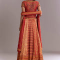 Red Crepe Printed Bridesmaid Lehenga With Intricate Hand Embroidery