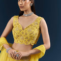 Yellow Crepe Bridesmaid Lehenga With Heavy Embroidery