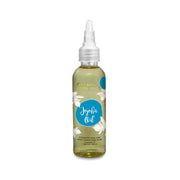 Bottle of Jojoba oil with a white cap on a white background