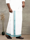 Men 100% Cotton Double Layer White Dhoti with Fancy Border PMF8