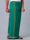 Men 100% Cotton Single Layer Green Dhoti with Fancy Border Charming Line Colour 2