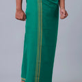 Men 100% Cotton Single Layer Green Dhoti with Fancy Border Charming Line Colour 2