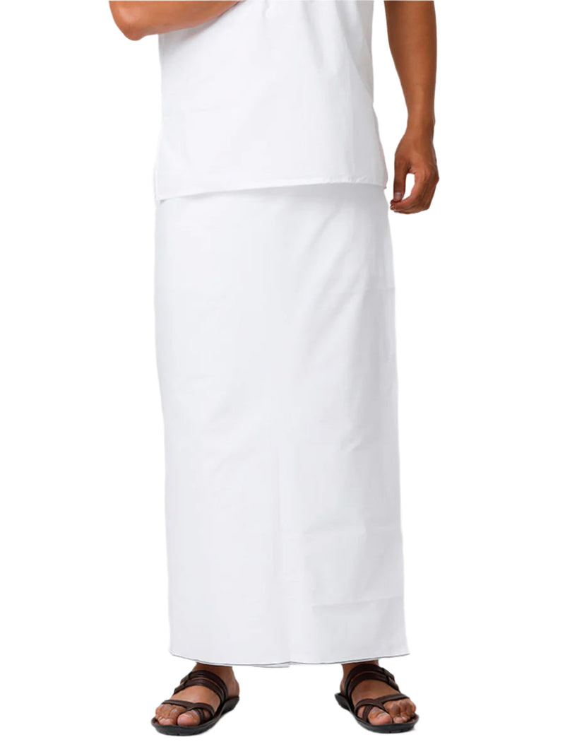 Men 100% Cotton Single Layer Prayer Dhoti with Assorted Border Quba