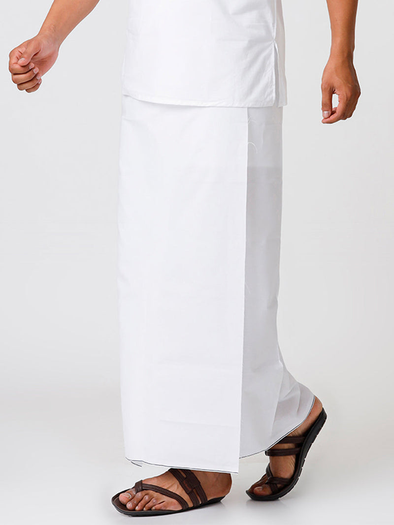 Men 100% Cotton Single Layer Prayer Dhoti with Assorted Border Quba