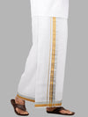 Men 100% Cotton Single Layer White Dhoti with Fancy Jari Border Silver Grand