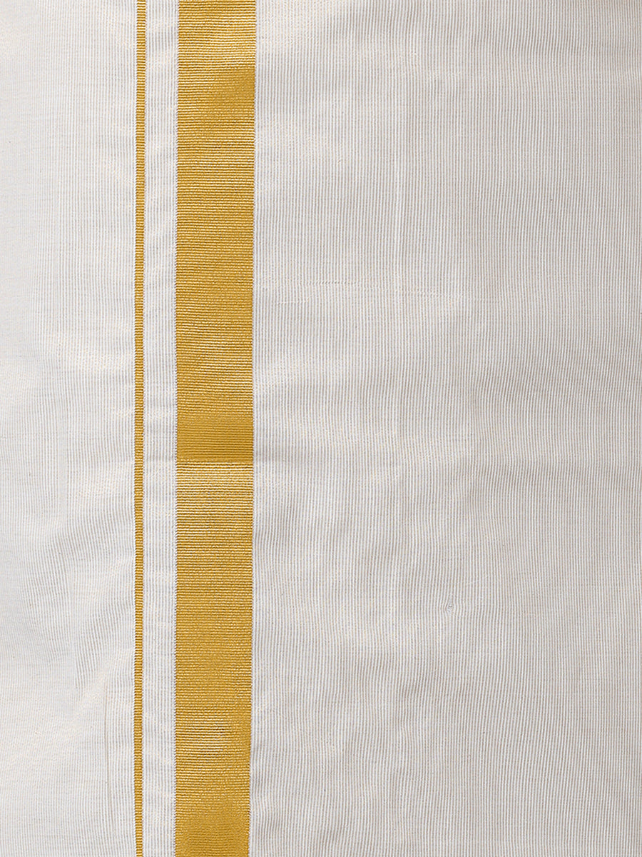 Men Tissue Single Layer Gold Dhoti with Jari Border Primacy