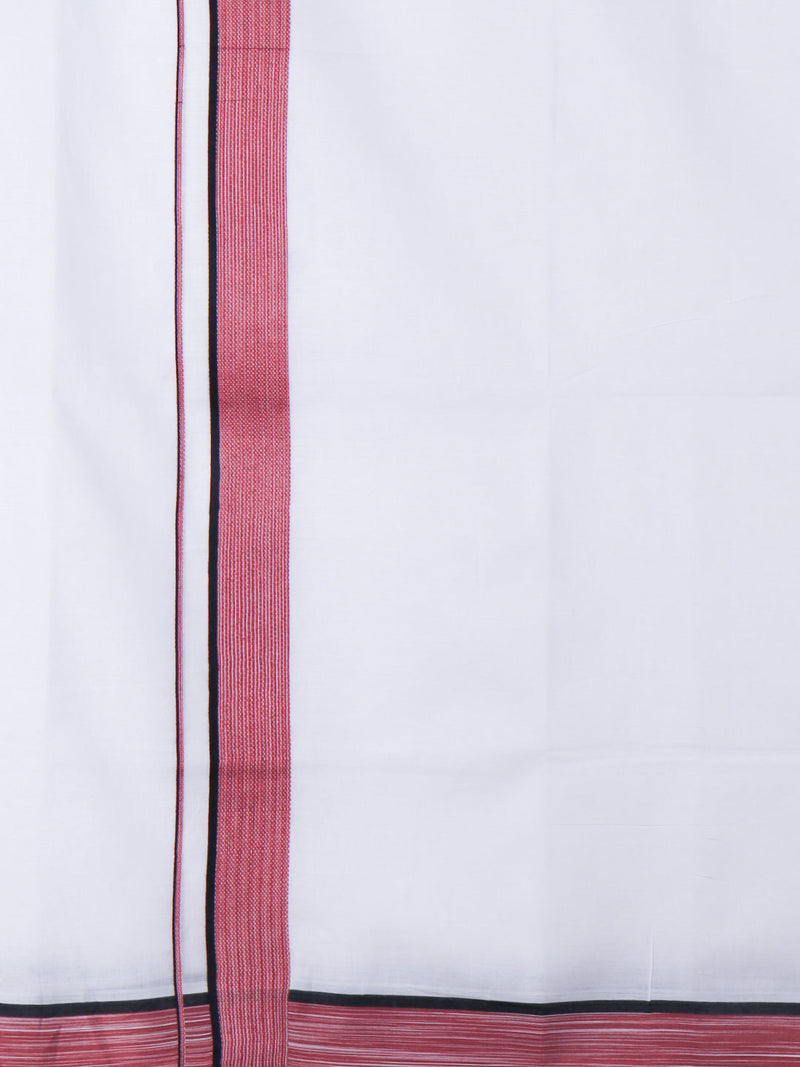 Men 100% Cotton Double Layer White Dhoti with Fancy Border PMF12