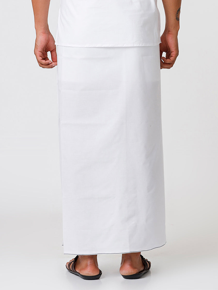 Men 100% Cotton Single Layer Prayer Dhoti with Assorted Border Quba