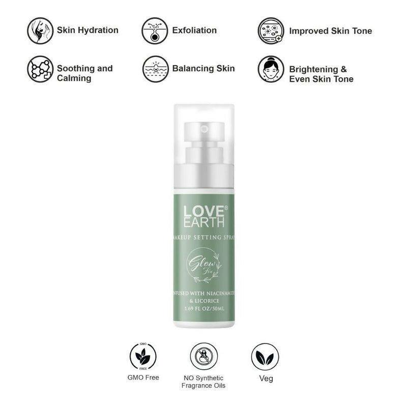 Love Earth Makeup Setting Spray Glow Fix, Infused With Niacinamide & Licorice