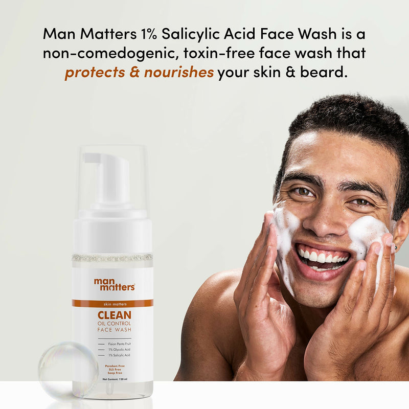 Man Matters 1% Salicylic Acid Oil Control Face Wash And 2% Salicylic Acid Defend Acne Spot Correction Gel For Men