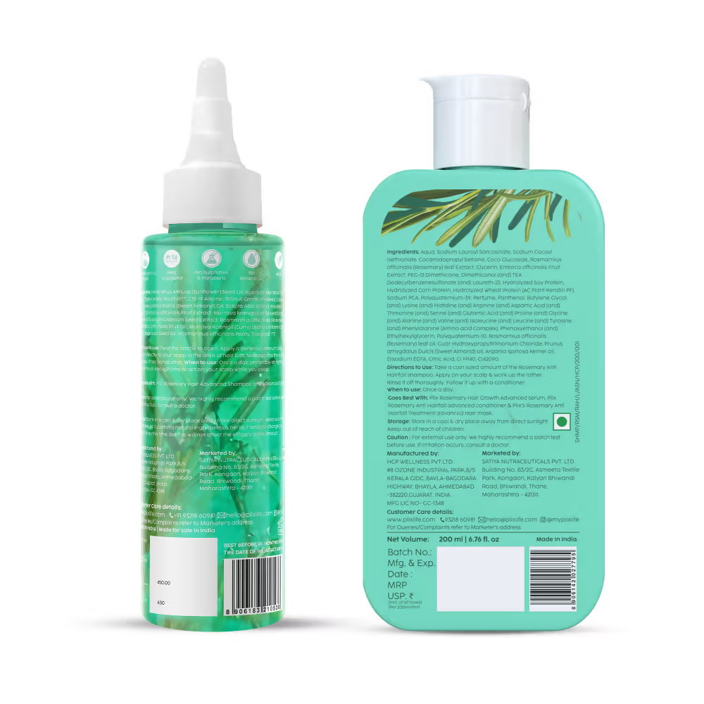 PLIX The Plant Fix Rosemary Hair Growth Advanced Hair Oil & Anti Hairfall Advance Shampoo