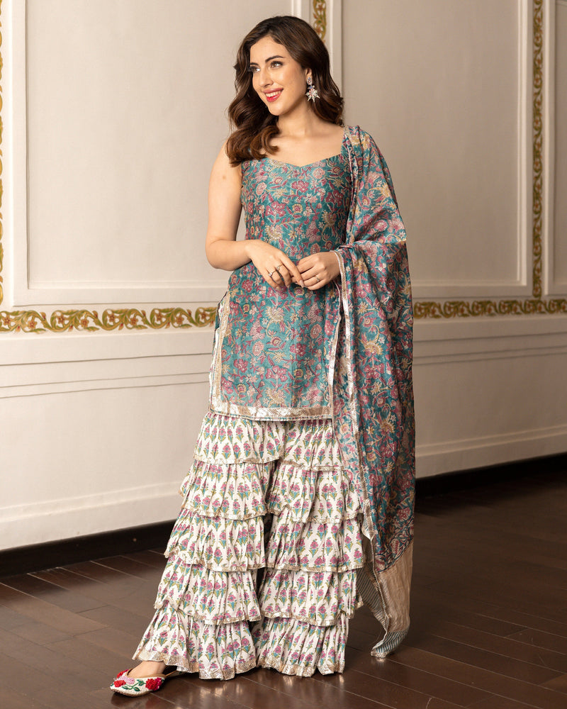 Paaro Chanderi Gotapatti Sharara Set