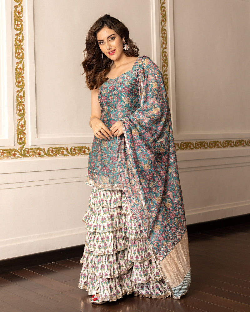 Paaro Chanderi Gotapatti Sharara Set