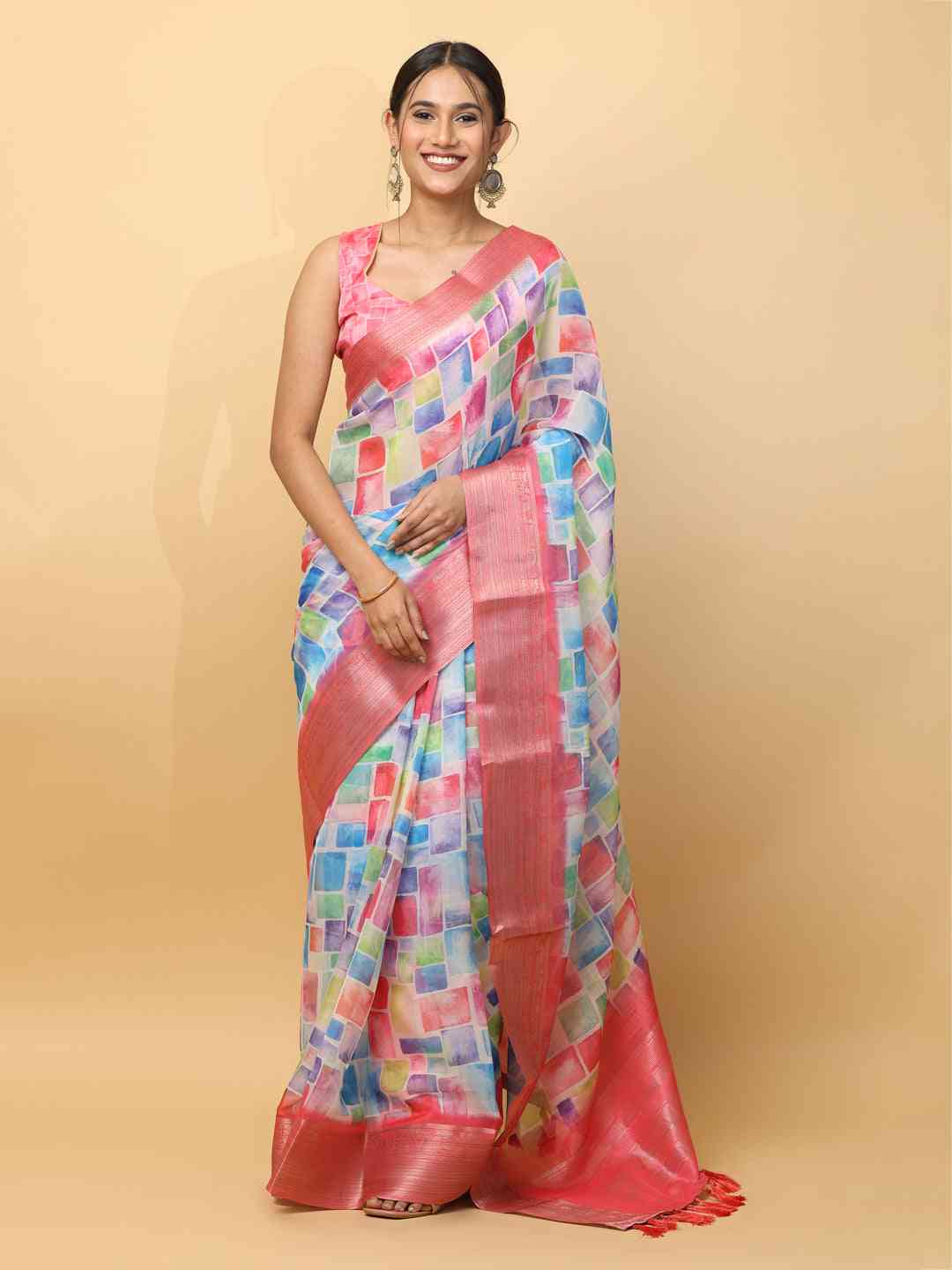 Soft Organza Digital Print Party Wear Saree