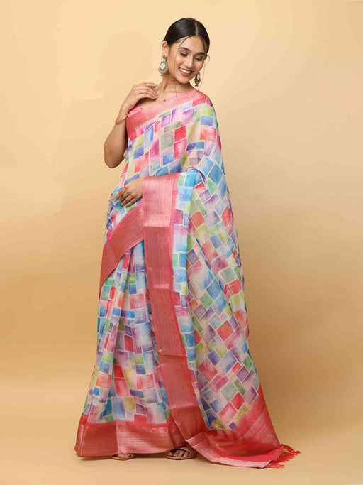 Soft Organza Digital Print Party Wear Saree