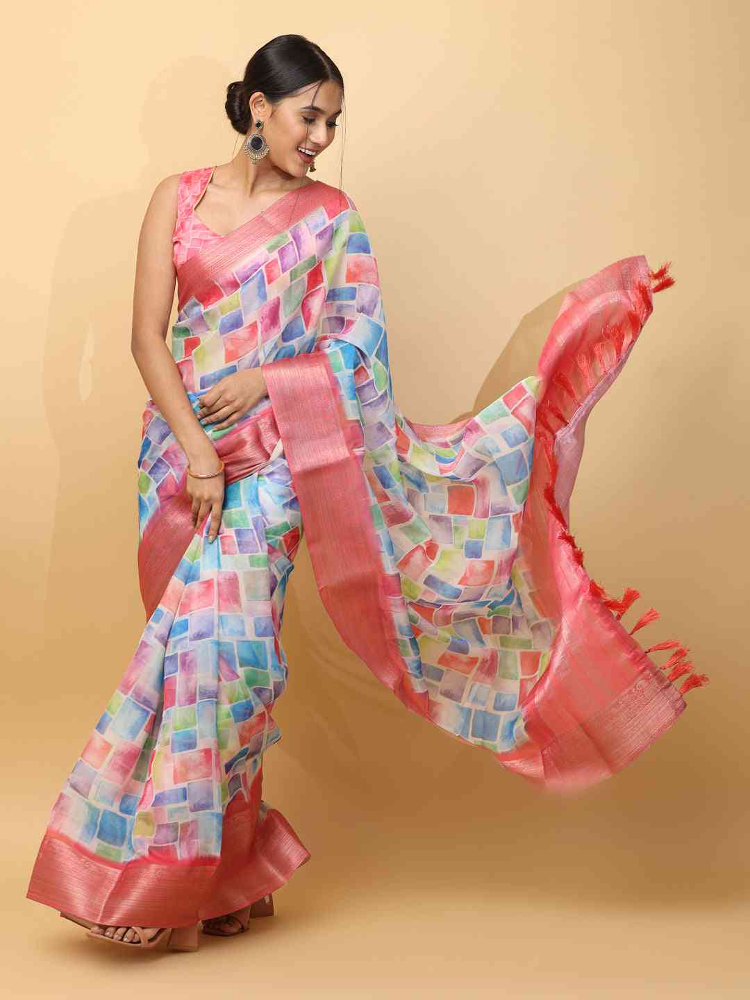 Soft Organza Digital Print Party Wear Saree
