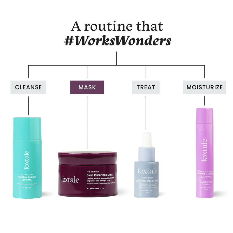 Foxtale De-Tan Face Mask For Glowing Skin - Clay Mask with Lactic Acid For Tan Removal, Reduction in Blackheads, Instant Brightening