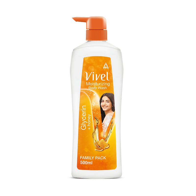 Vivel Moisturizing Body Wash Glycerin & Honey Pump Bottle Shower Gel for Soft Glowing Skin