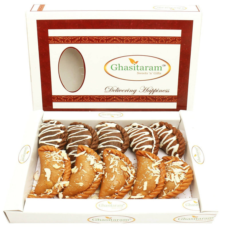 Ghasitaram Holi Sweets - Chocolate and Traditional Gujiyas Box