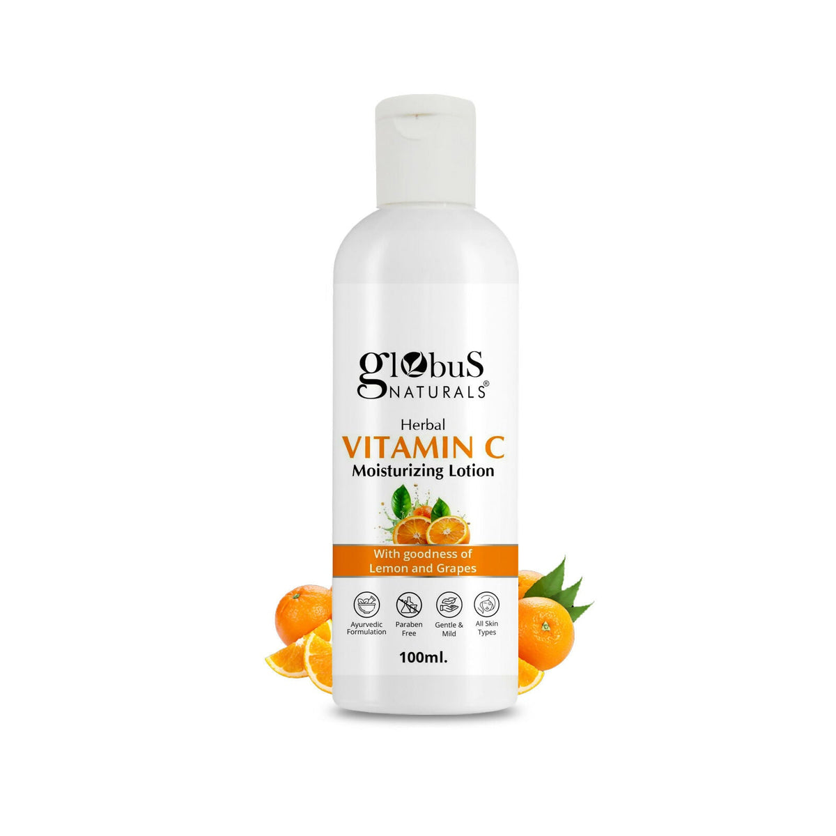 Globus Naturals Herbal Vitamin C Moisturizing Body Lotion For Skin Brightening & Nourishment, Glowing & Youthful Skin, All Skin Types