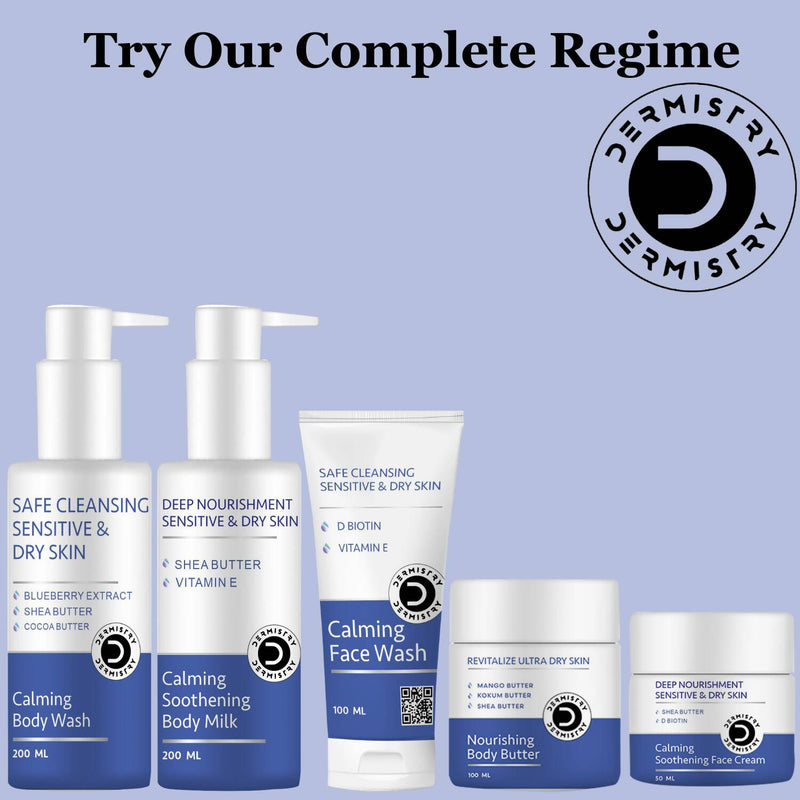 Dermistry Sensitive & Dry Skin Calming Body Milk Lotion & Calming Soothening Face Cream