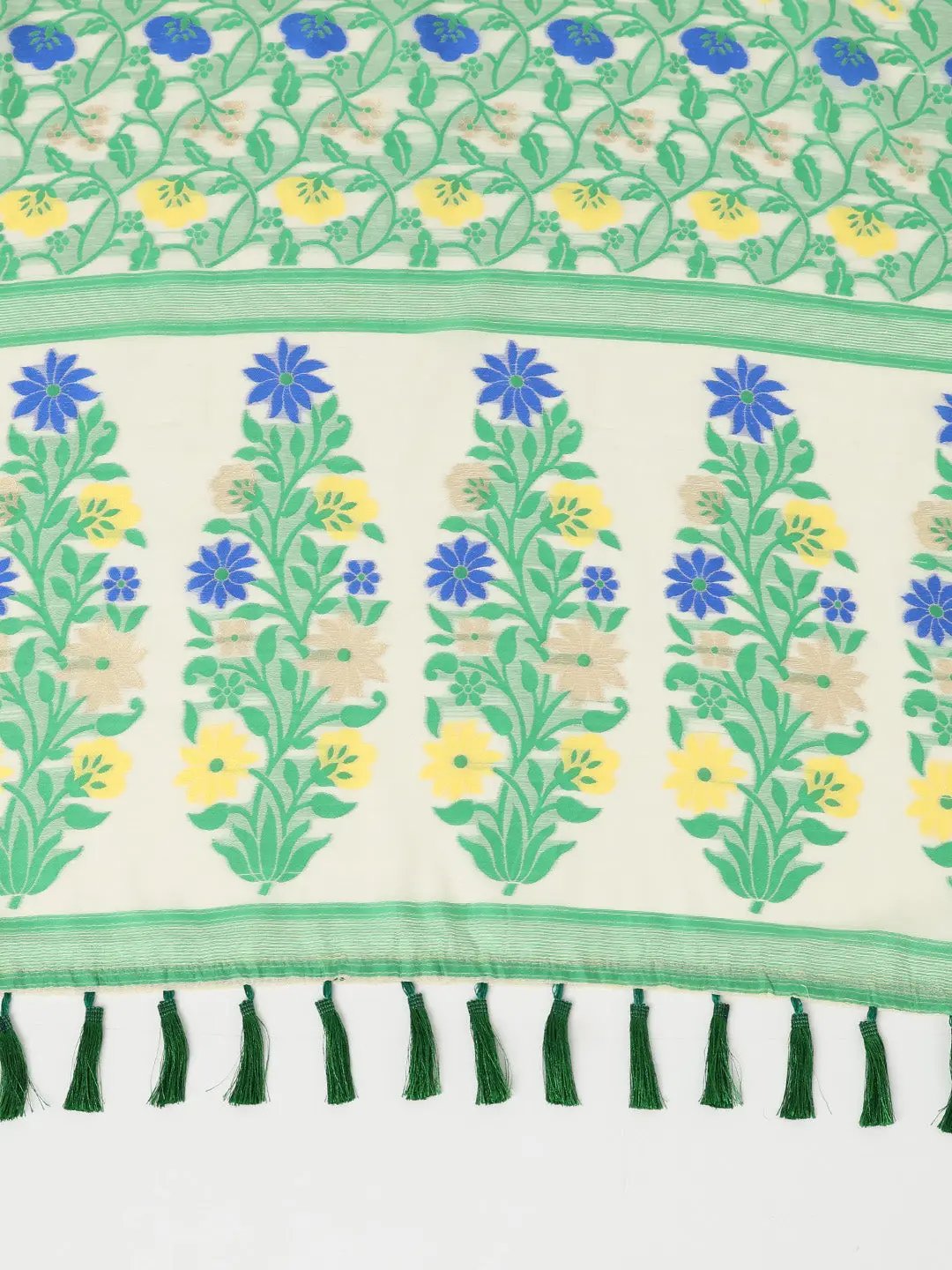 Green Dhakai Jamdani Cotton Silk Saree
