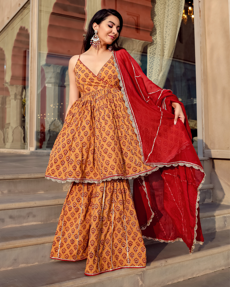 Coco Love Handblock Gota Sharara Set