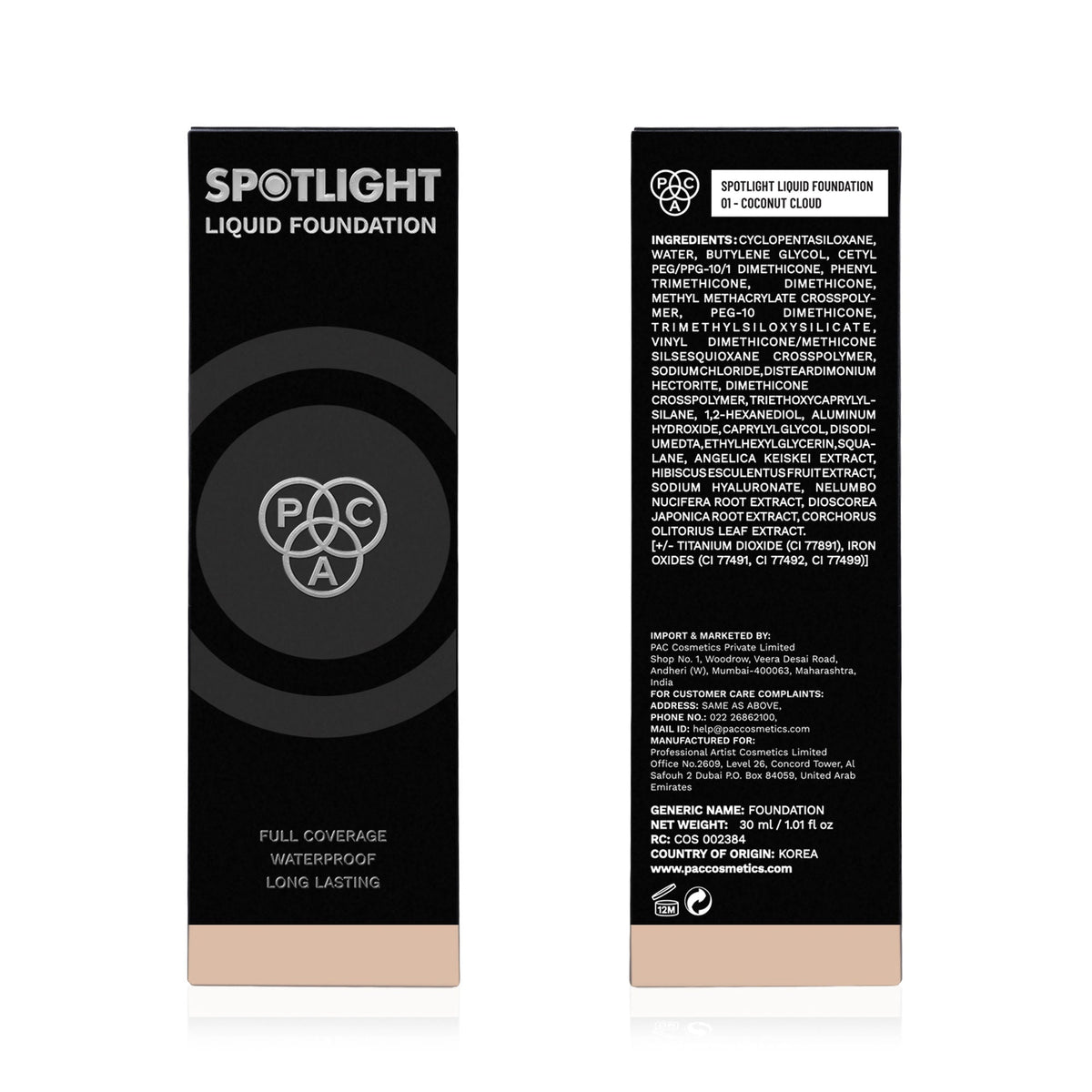 PAC Studio Spotlight Liquid Foundation - 01 Coconut Cloud