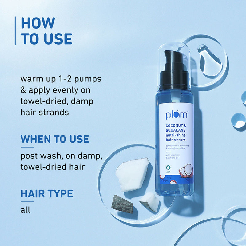 Plum Coconut & Squalane Nutri-Shine Hair Serum For Smooth- Shiny Hair