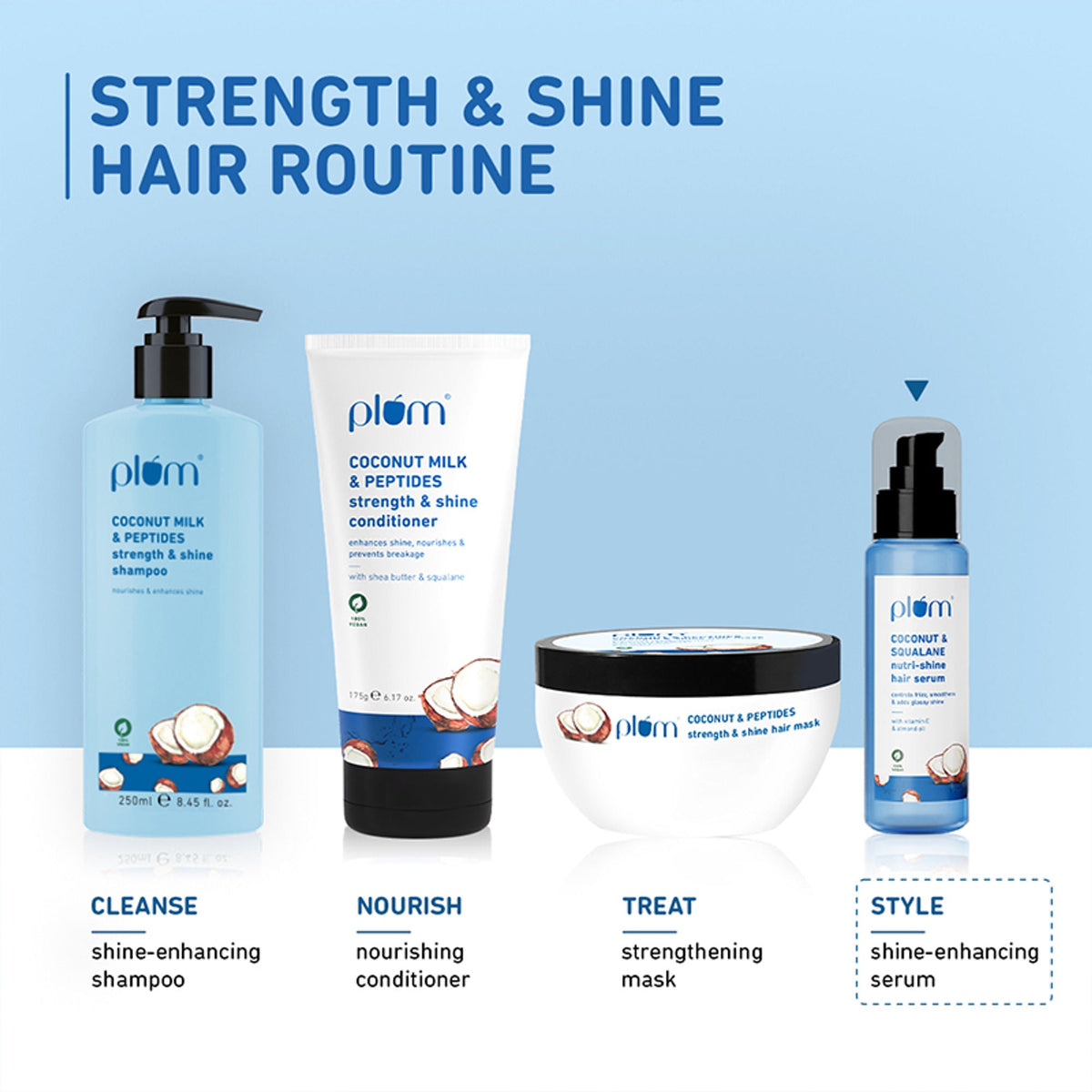 Plum Coconut & Squalane Nutri-Shine Hair Serum For Smooth- Shiny Hair