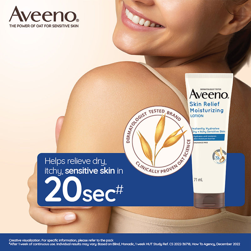 Aveeno Skin Relief Moisturising Lotion - Oat + Shea Butter Body Moisturizer For Dry & Sensitive Skin