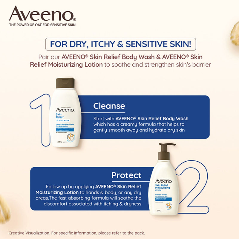Aveeno Skin Relief Moisturising Lotion - Oat + Shea Butter Body Moisturizer For Dry & Sensitive Skin