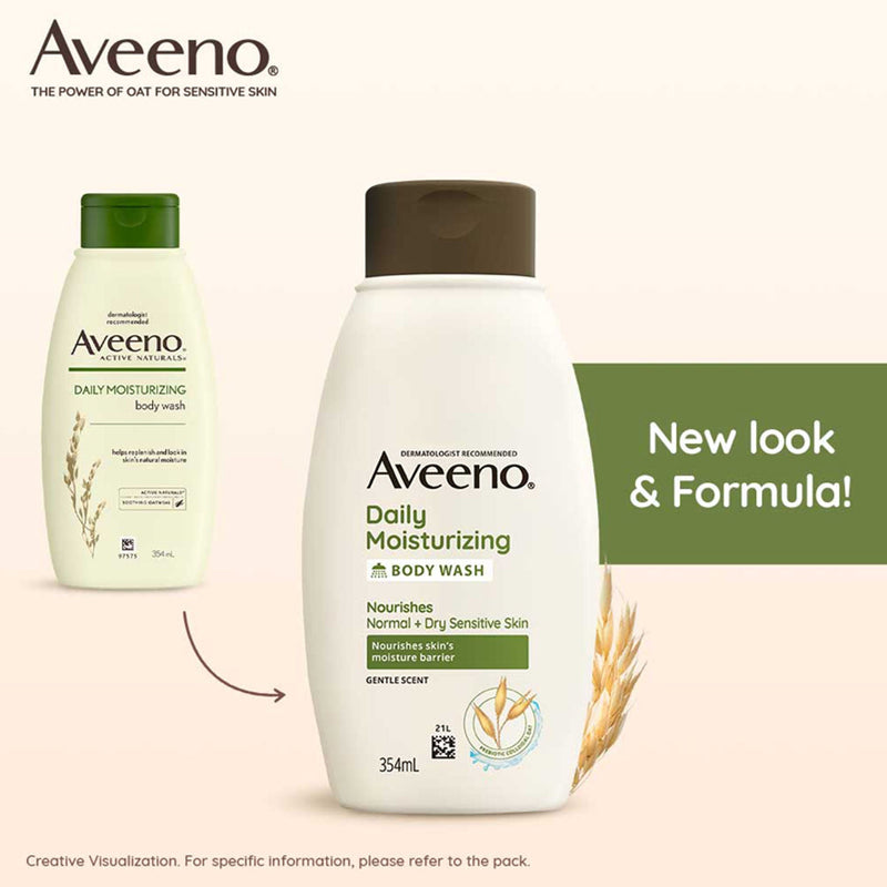 Aveeno Daily Moisturising Body Wash - Prebiotic Oat Cleanse, Moisturize Normal, Dry & Sensitive Skin