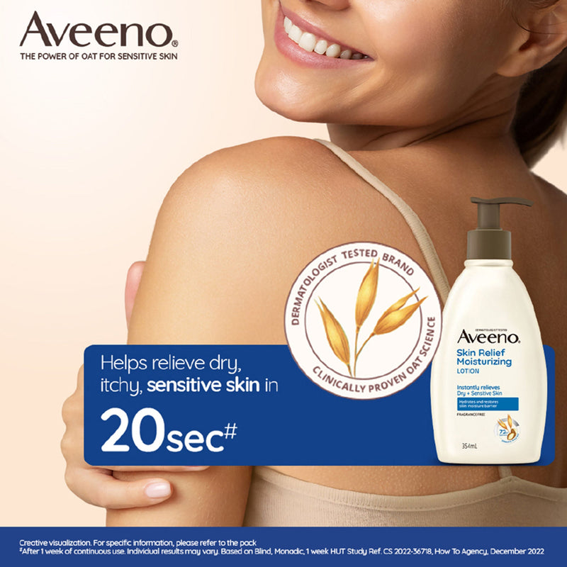 Aveeno Skin Relief Moisturising Lotion - Oat + Shea Butter Body Moisturizer For Dry & Sensitive Skin