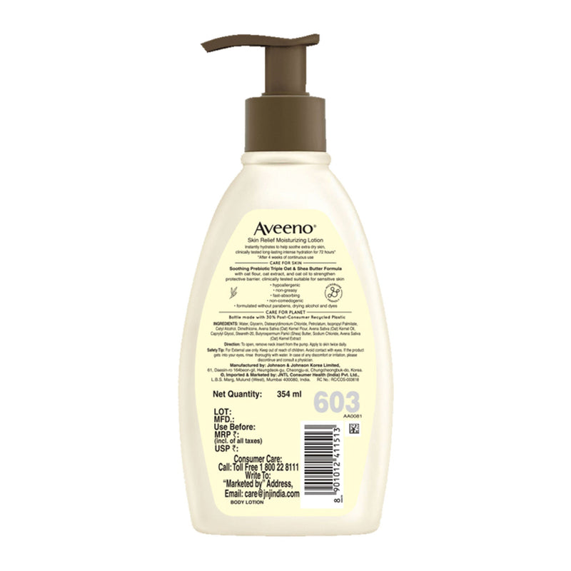 Aveeno Skin Relief Moisturising Lotion - Oat + Shea Butter Body Moisturizer For Dry & Sensitive Skin