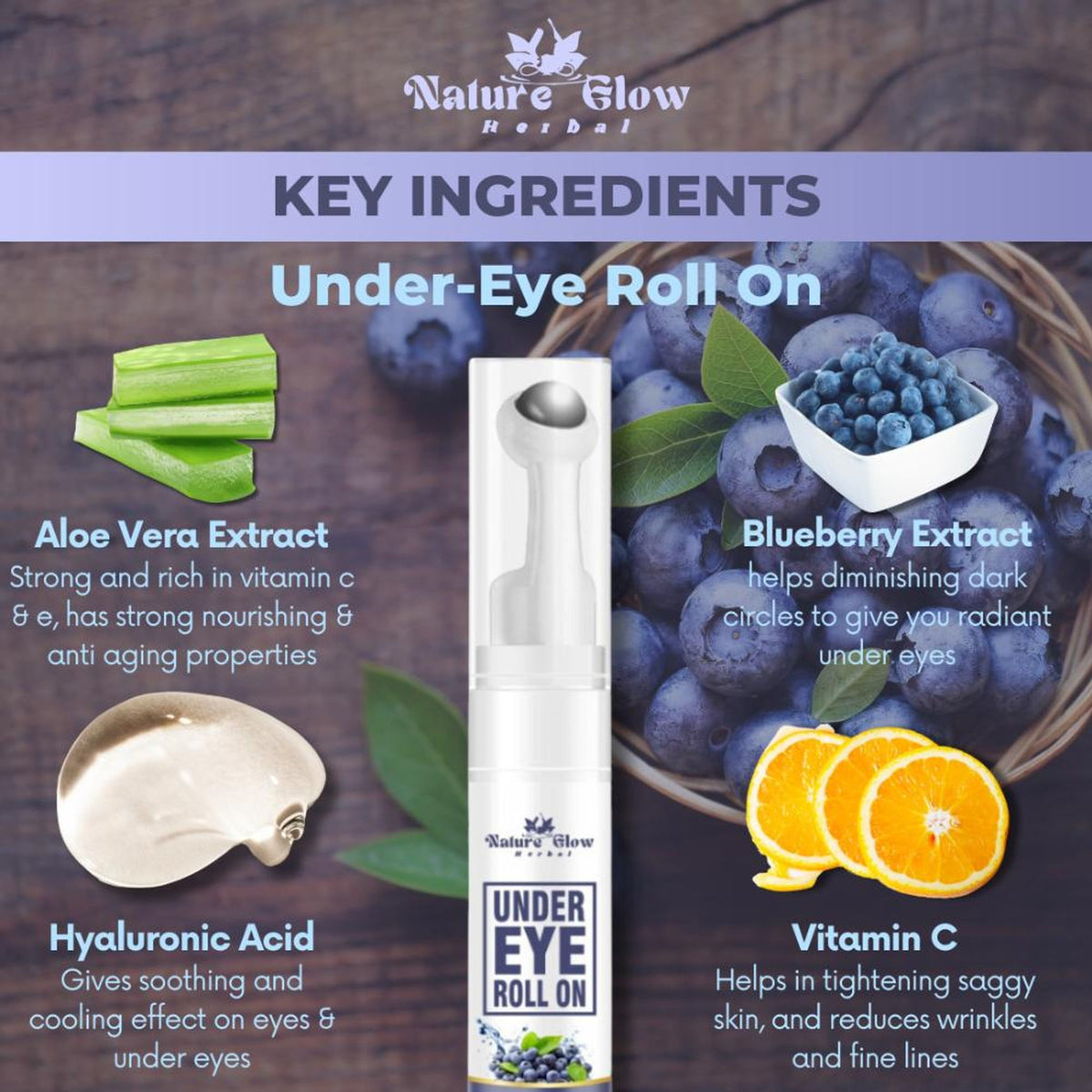 Nature Glow Herbal Under Eye Blueberry Roll On
