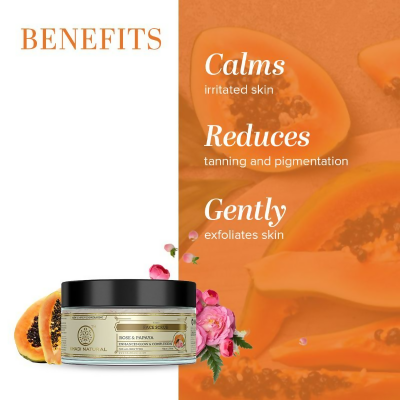 Khadi Natural Rose & Papaya Face Scrub Reduce Acne & Pimple