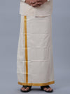 Men Tissue Single Layer Gold Dhoti with Jari Border Primacy