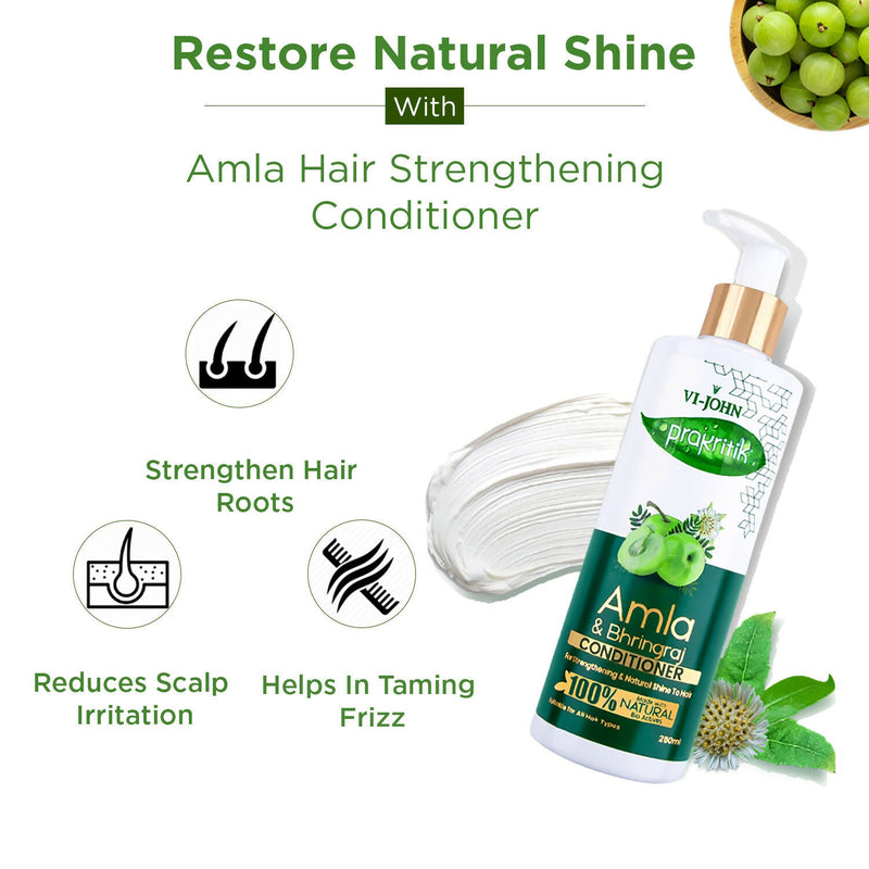 VI-JOHN Prakritik Amla & Bhringraj Conditioner, Vitamin C for deep-rooted care,100% Bio Actives