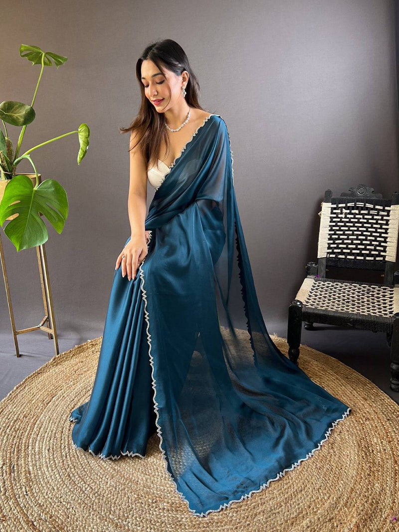 Teal Rangoli Silk Saree