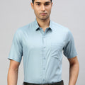 Men 100% Cotton Shirt Blue TW3