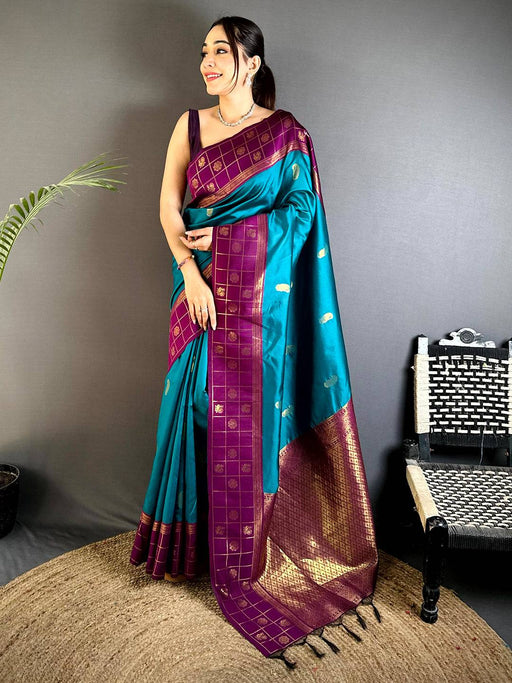 Peacock Aura Banarasi Katan Silk Saree