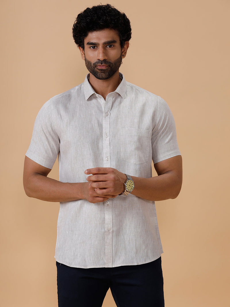 Mens Pure Linen Grey Shirt L10