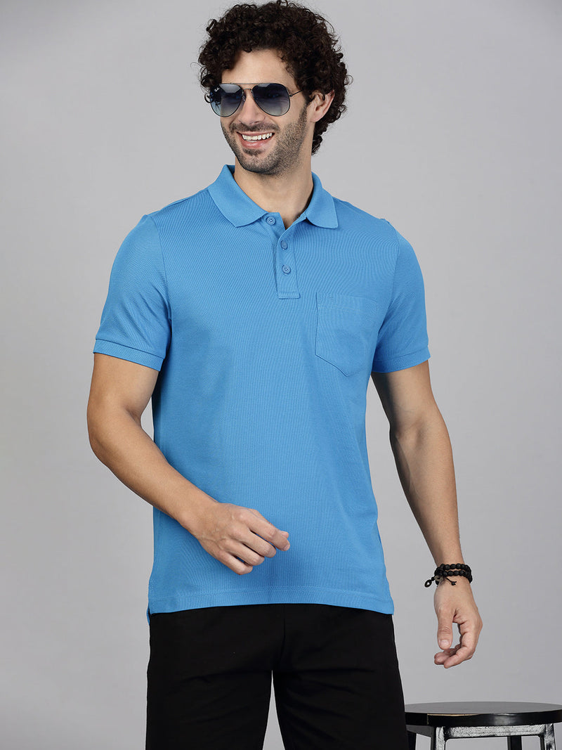 Men Cotton Rich Blue & Beige Expert Polo Tshirt Combos