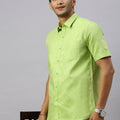 Men Cotton Rich Lite Green Shirt and Tissue Dhoti Set C82