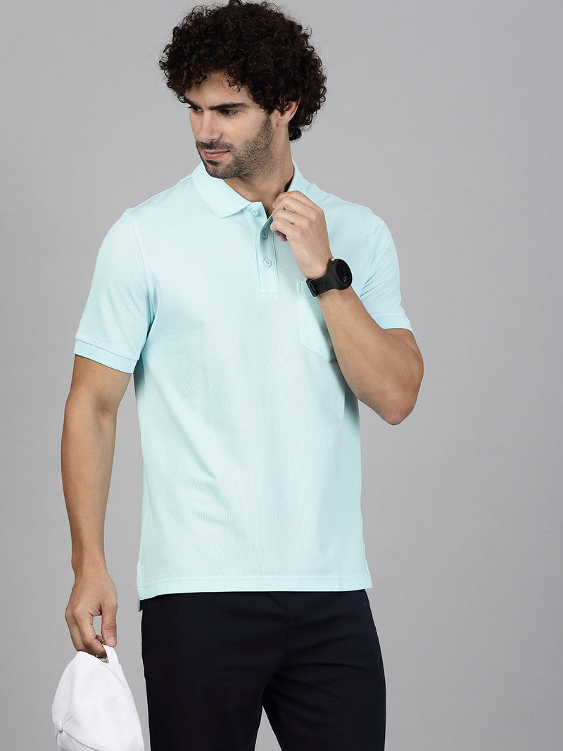Men Aqua Blue T-shirt and Black Shorts Combo