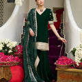 Nila Green Embroidered Velvet Sharara Set
