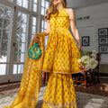 Yellow Dutch Handblock Sharara Set