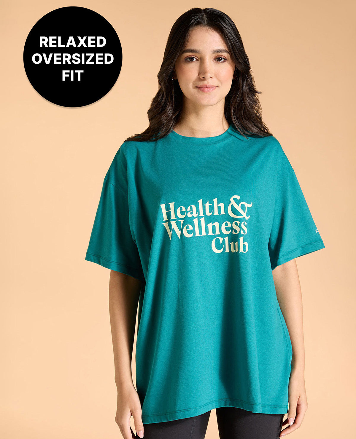 Kica Cotton Oversized Printed Graphic T Shirt Teal