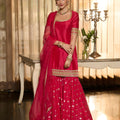 Nandika Pink Solid Chanderi Sharara Set